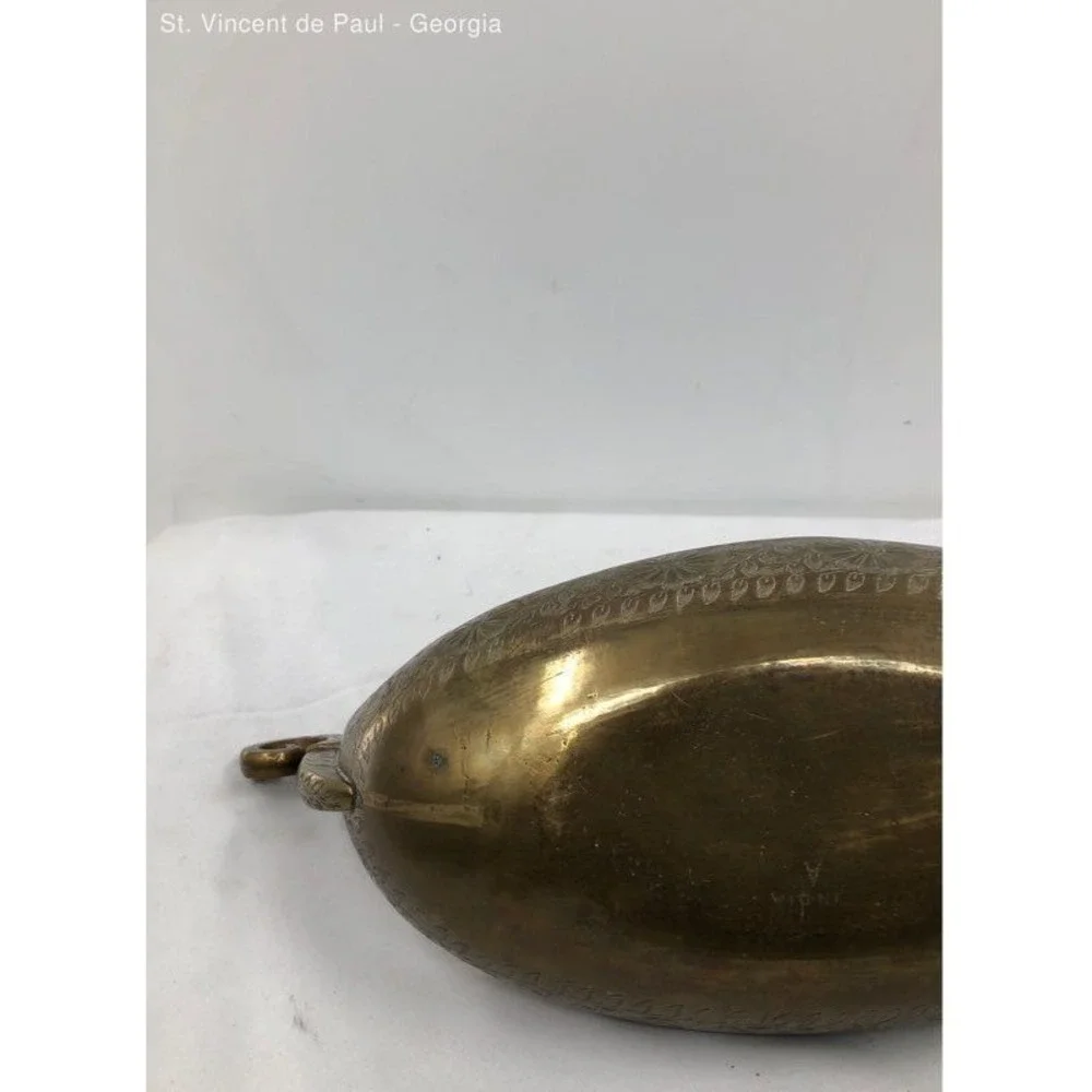 Vintage Mid Century Modern Brass Viking Boat Bowl 16